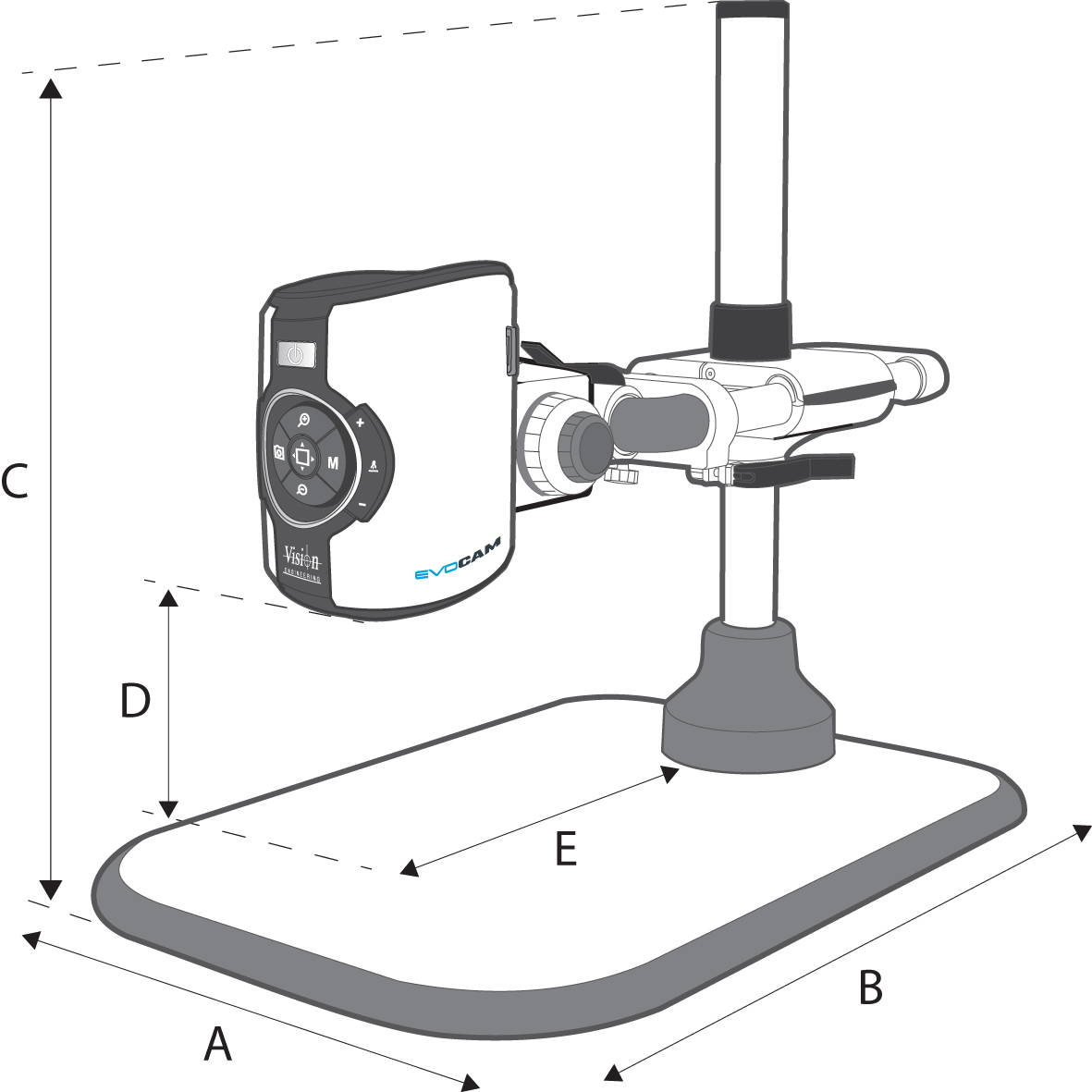EVO Cam Multi-axis stand dimensions